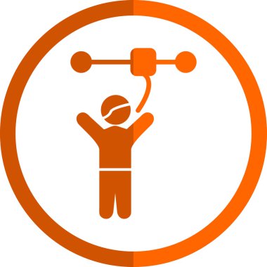 Adam vektör bicolor simgesini eğitiyor. resim biçimi bir daire içinde düz simge sembolü, turuncu ve gri renkler, beyaz arkaplan.