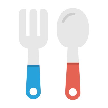 Çatal ve kaşık, bebek çatal ve kaşık vektör çizimi