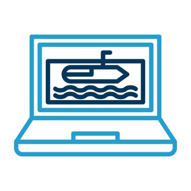 Gemi vektör ince çizgi simgesi