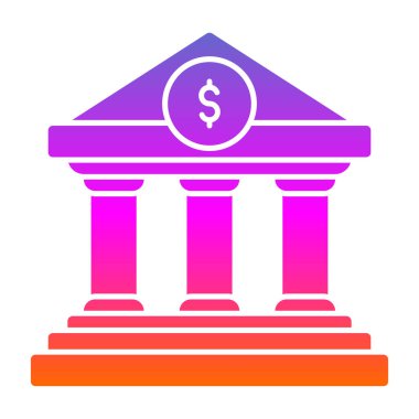 Banka binası vektör simgesi. biçim düz semboldür 