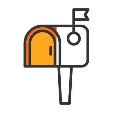 Posta kutusu düz simgesi, vektör illüstrasyonu