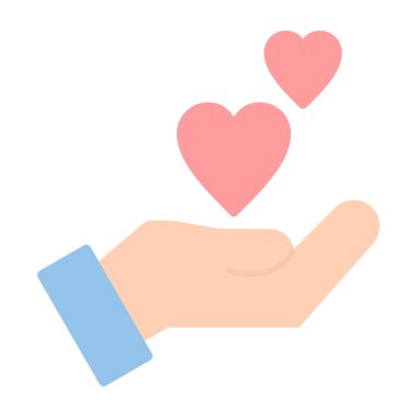 Mavi renk ikonlu el ele tutuşmalar. Aşk ve romantizm. izole vektör illüstrasyonu