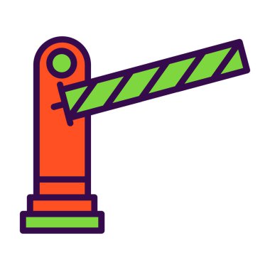 Park bariyer simgesi, düz stil 