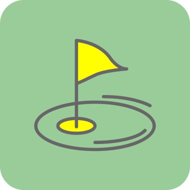 düz Golf bayrağı simgesi, vektör illüstrasyonu