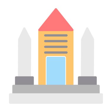 düz simge oluşturma, vektör illüstrasyonu, şehir inşa kavramı