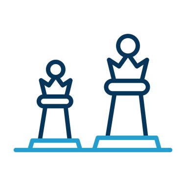 İş liderliği vektör simgesi. Beyaz arkaplanda ana çizgi işareti çizimi. doğrusal mavi simge vektörü