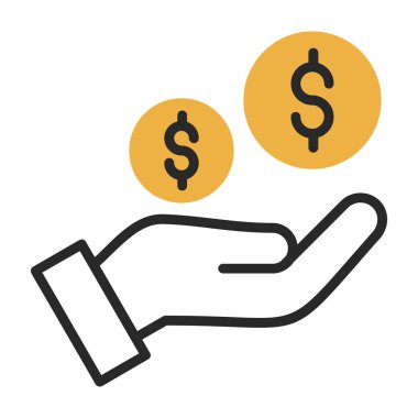 Dolar sikkesi düz vektör simgesi