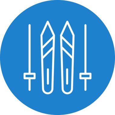 Kayaklar ve çubuklar simgesi, vektör basit illüstrasyon