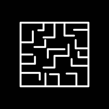 Labirent düz simgesi, vektör illüstrasyonu