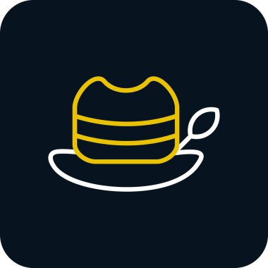 Sarı arkaplanda izole edilmiş ana hatlı şapka simgesi. Şapka. vektör