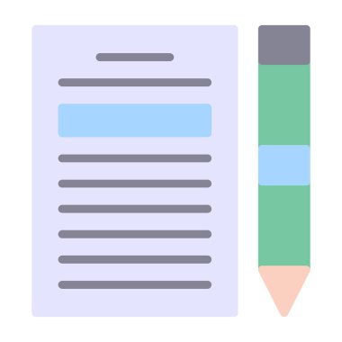 Kağıt ve kalem. Web simgesi basit illüstrasyon