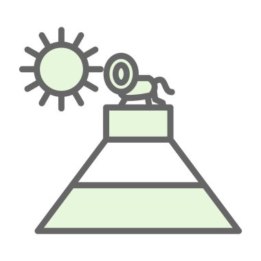 Güneş enerjisi ikonu. Web için güneş sistemi vektör simgesinin özet çizimi