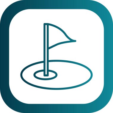 Golf sahası ikonu. Bayrak deliğinde. Vektör izole illüstrasyonu 