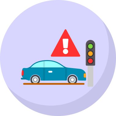 araba trafik işareti simgesi düz stil