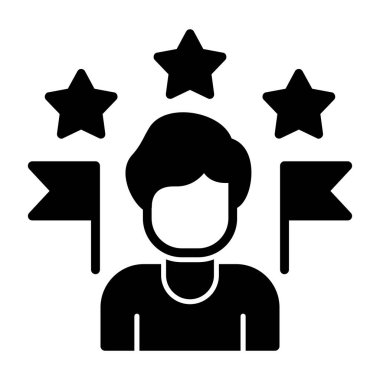 Yıldız simgesi olan çocuk, vektör illüstrasyonu