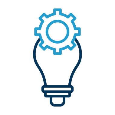 Dişli simgesi olan ampul, vektör illüstrasyon grafik tasarımı