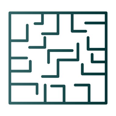 Labirent düz simgesi, vektör illüstrasyonu