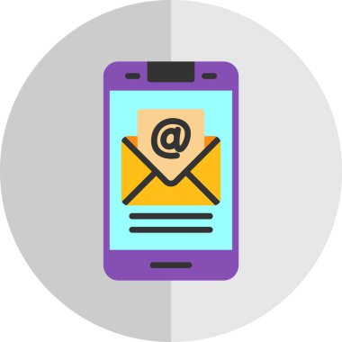 E- posta simgesi, vektör illüstrasyonu. Zarf resimli akıllı telefon