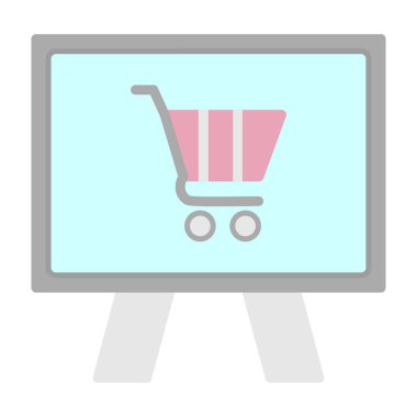 çevrimiçi alışveriş simgesi, vektör illüstrasyonu
