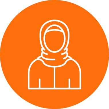 Eşarp simgesi, avatar, vektör illüstrasyon tasarımı olan Müslüman kadın 