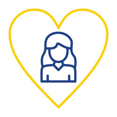 Bir kadın ve bir erkek vektör illüstrasyonuyla kalp