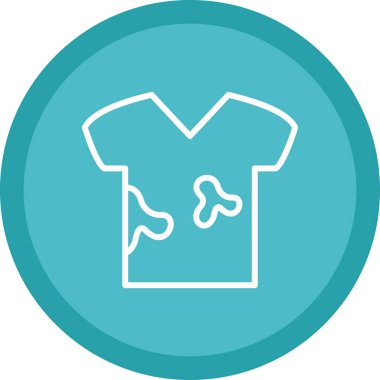 Kirli çamaşırlar. Yağ lekeli tişört. Çamaşır simgesi, vektör illüstrasyonu