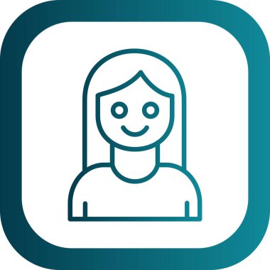 kız düz simgesi, vektör illüstrasyonu