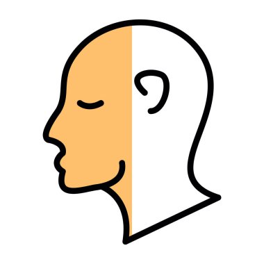 Yarı renkli ikon vektörlü insan yüzü. Yarım yüzlü insan yüzü. izole edilmiş illüstrasyon sembolü