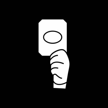 El ele tutuşan kart simgesi, vektör illüstrasyonu