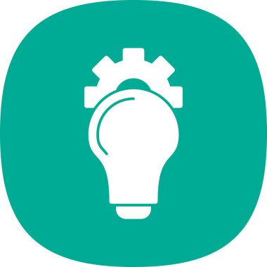 Ampul vektör simgesi. stilde yuvarlak düz sembol, eko yeşil renk, yuvarlak açılar, beyaz arkaplan.