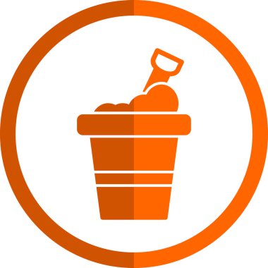 Kum kovası kürek ağ simgesi, basit vektör illüstrasyonu