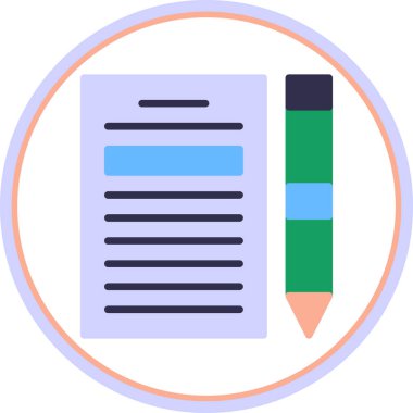 Kağıt ve kalem. Web simgesi basit illüstrasyon