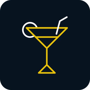 Kokteyl ikonu ya da limonla imzalayıp saman içmek. Vektör illüstrasyonu.