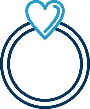 Kalp şeklindeki değerli yüzüğün simgesi, vektör illüstrasyonu