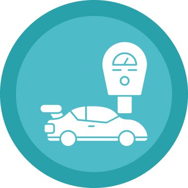 Otomobil simgesi vektör illüstrasyonlu parkmetre