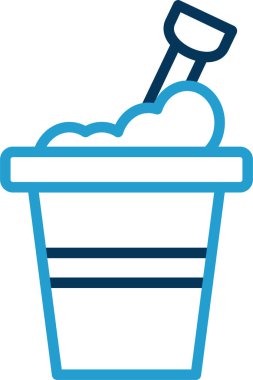 Kum kovası kürek ağ simgesi, basit vektör illüstrasyonu