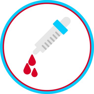 Kan damlası vektör simgesi. iki renkli düz sembol, pembe ve mavi renkler, yuvarlak açılar, beyaz arkaplan.