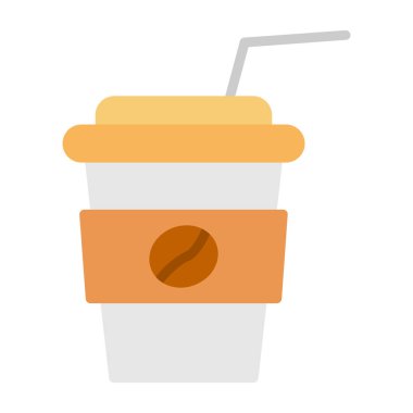 Saman içen kağıt kahve fincanı. Kafe logosu. Vektör.