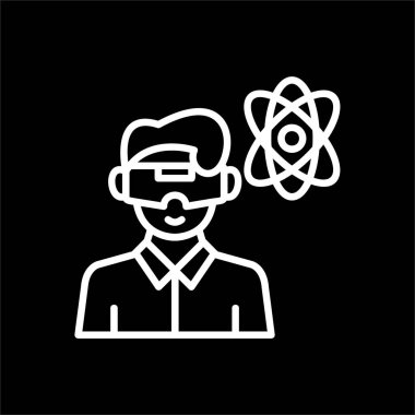 Siyah arkaplanda sanal gerçeklik tebeşiri simgesi. vektör illüstrasyonu.