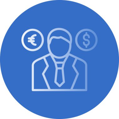 para vektör simgesi. Bu düz yuvarlak sembol kobalt ve cyan renkleri kullanır ve beyaz arkaplanda izole edilir