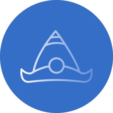 Bir teknenin mavi ve beyaz ikonunun vektör çizimi