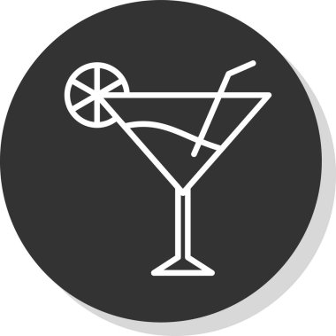 Kokteyl ikonu ya da limonla imzalayıp saman içmek. Vektör illüstrasyonu.