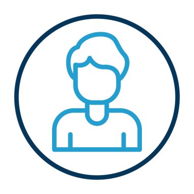 Beyaz arka planda kıvırcık saç ikonu olan Avatar Adam. satır biçimi doldurma vektörü, vektör illüstrasyonu