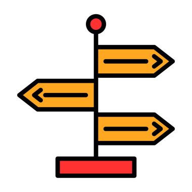 Yön, işaret direği simgesi. Basit vektör illüstrasyonu