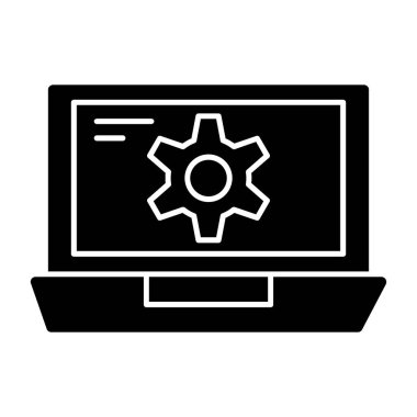 Basit dizüstü bilgisayar simgesi, vektör illüstrasyonu