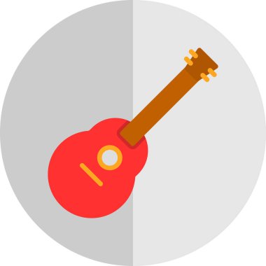 Akustik gitar ikonu, müzik aleti. Vektör illüstrasyonu.