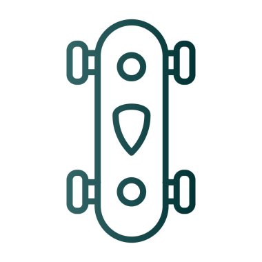 Kaykay vektör simgesi. style vektör bicolor düz simge, yumuşak yeşil renkler, yuvarlak renkler, beyaz arkaplan.