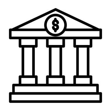 Banka bina simgesini, basit vektör çizim 