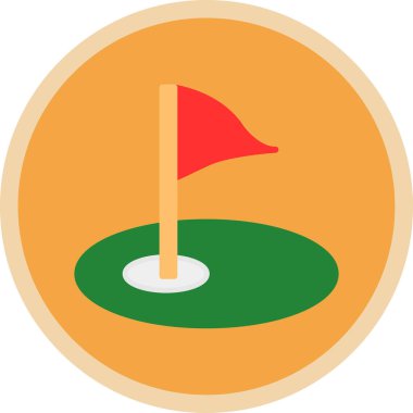 Golf sahası ikonu. Bayrak deliğinde. Vektör izole illüstrasyonu 