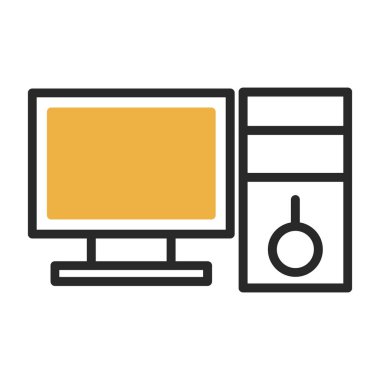 Masaüstü bilgisayar simgesi, vektör illüstrasyonu basit tasarım